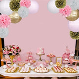 Pink and Gold Party Decorations, Pink Gold Paper Lanterns and Pom
