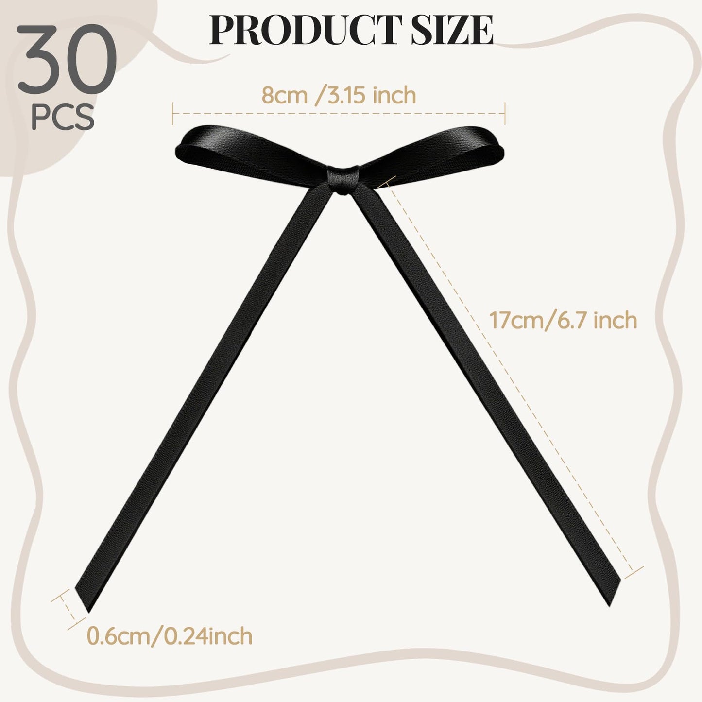 YGDZ Black Bows for Cake, 30PCS Ribbon Bow Cake Topper for Vintage