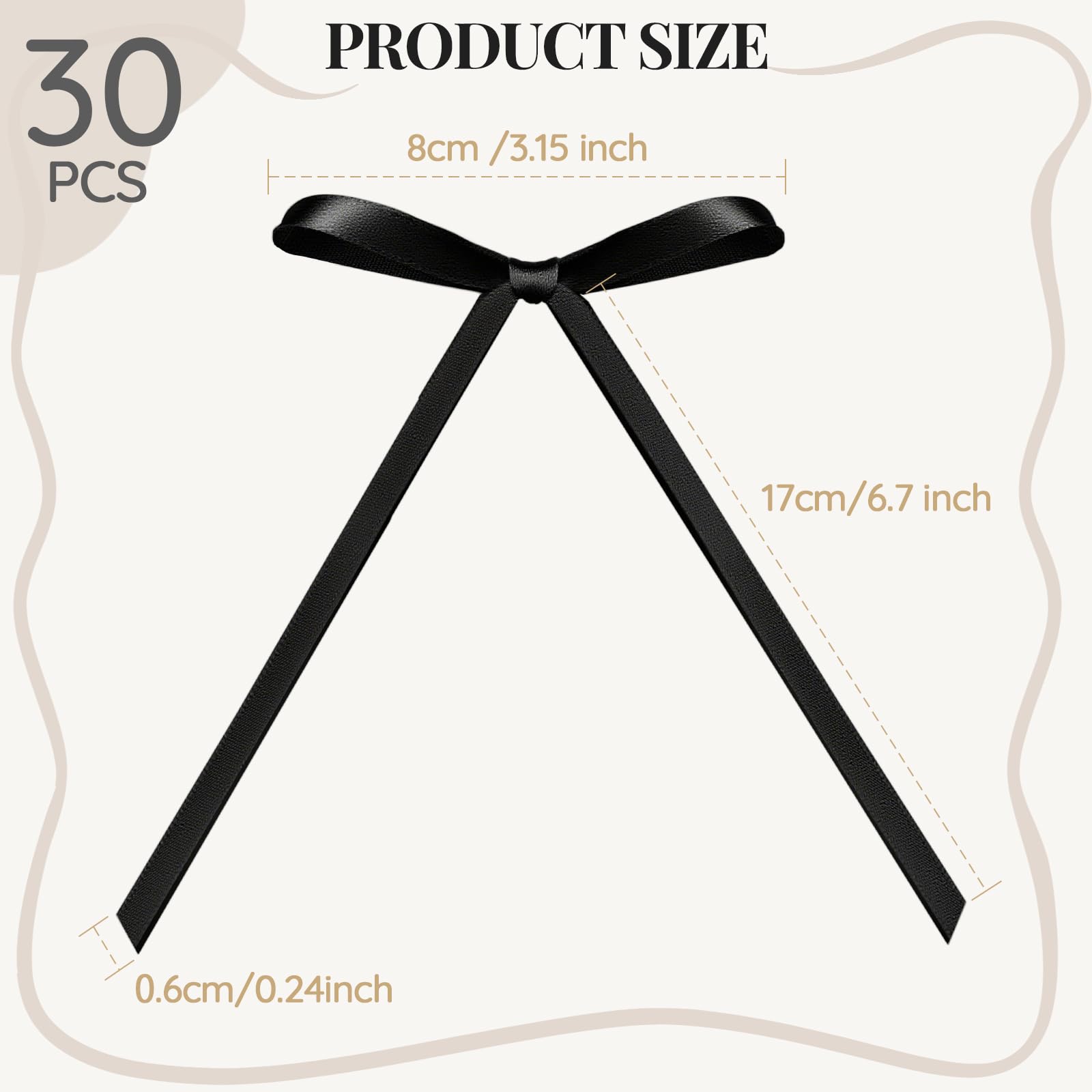 YGDZ Black Bows for Cake, 30PCS Ribbon Bow Cake Topper for Vintage
