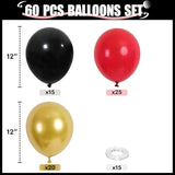 Red Black and Gold Balloons 60Pcs 12 Inch Red and Black Gold Party