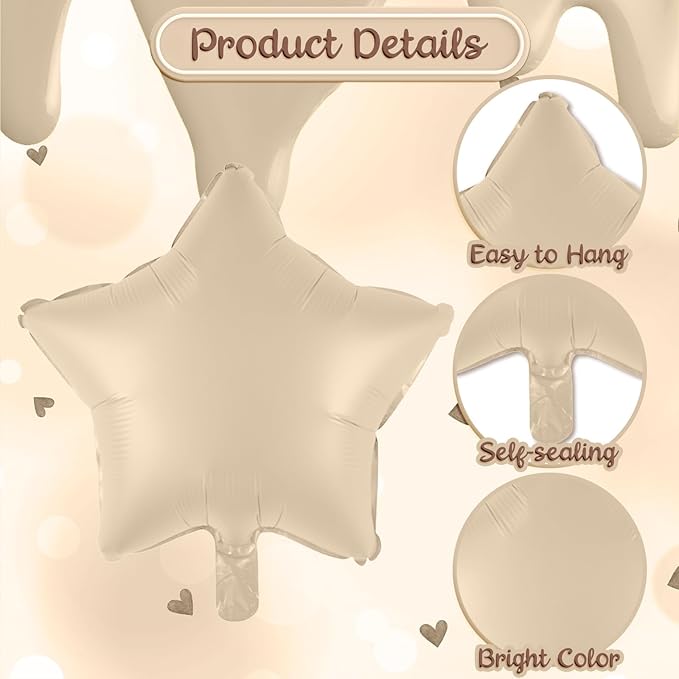 40 Inch Number 1 Balloon Decor, Cream Brown Foil Neutral Heart 1