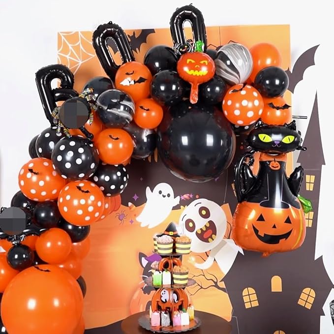 Halloween Balloon Arch Garland Kit Orange and Black Balloon Arch Kit