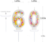 60th Birthday Candle for Cake, Colorful Macaron Numeral Candles for