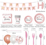 Rose Gold Birthday Party Supplies 212Pcs Disposable Party