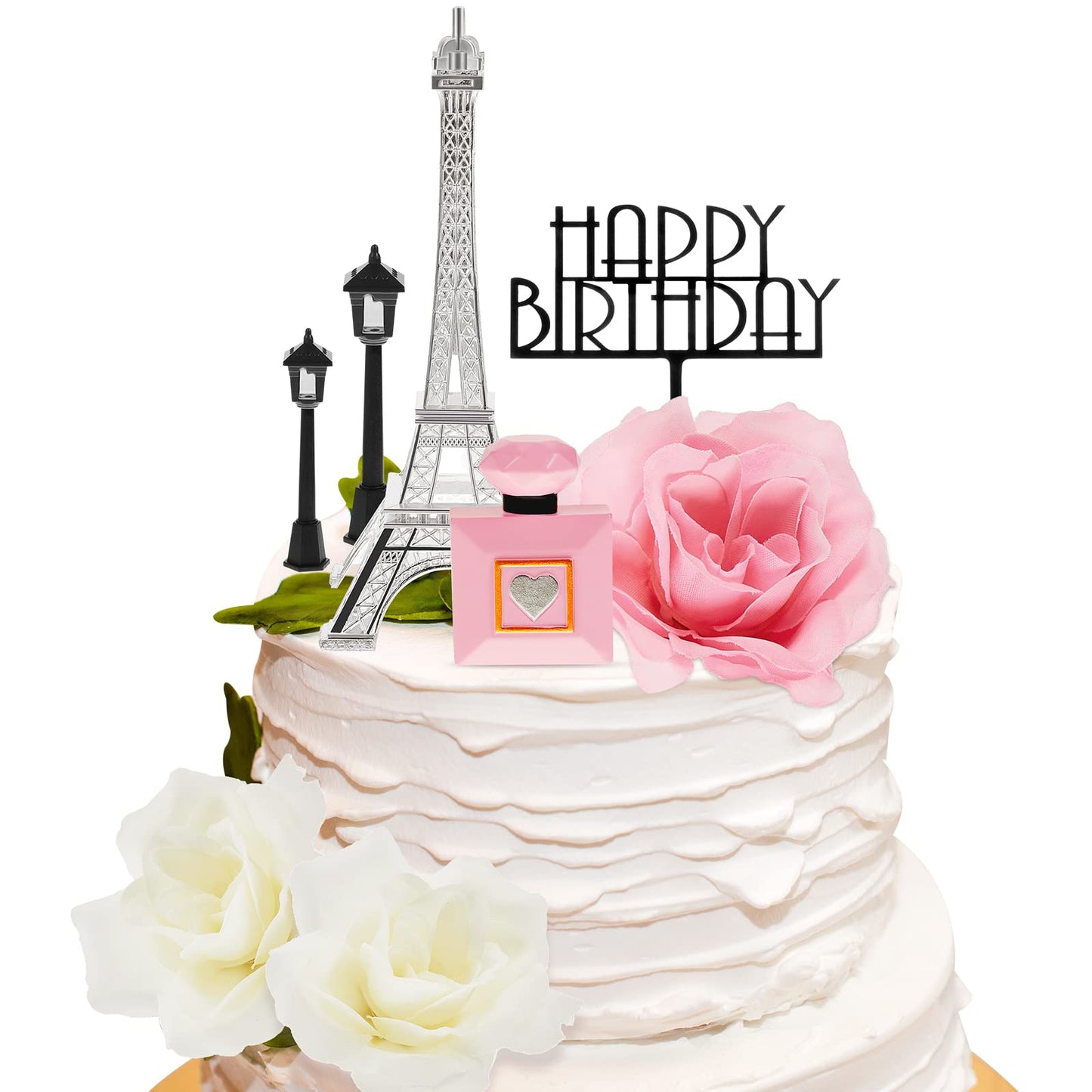 8 Pcs Paris Eiffel Tower Cake Topper Set, 7 Inch Romantic Decor with