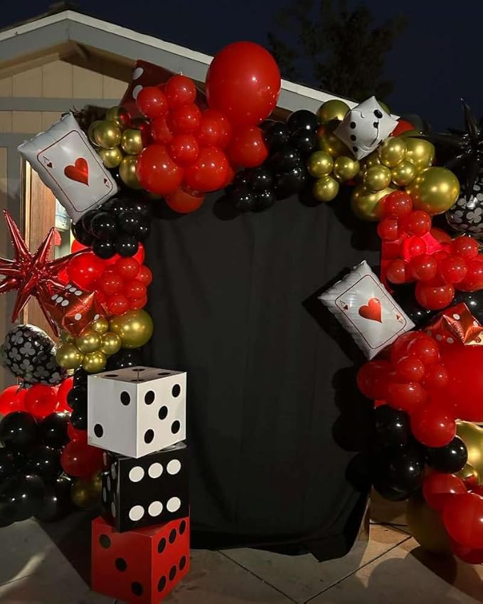 204Pcs Casino Balloon Garland Arch Kit Casino Theme Party