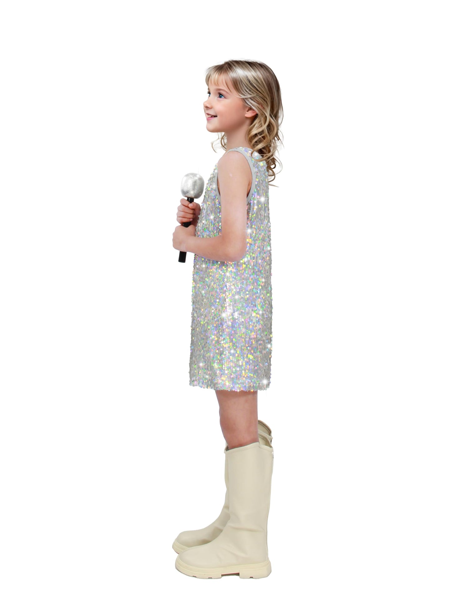Sinkawa Jackets Girls Sequin Dress Sparkly Sleeveless Costume Prom