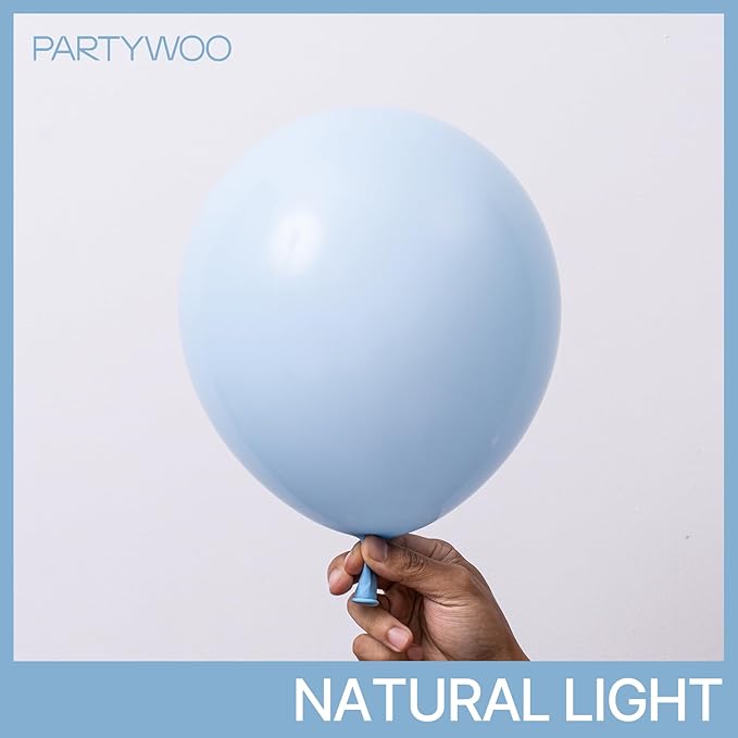 PartyWoo Baby Blue Balloons 100 pcs Different Sizes of 36 18 12 10 5