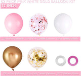 OuMuaMua 60Pcs Pink Gold Confetti Latex Balloons Kit, 12 Inch Pink