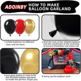 Red and Black Gold Balloon Arch Kit, 140Pcs Explosion Star Black and