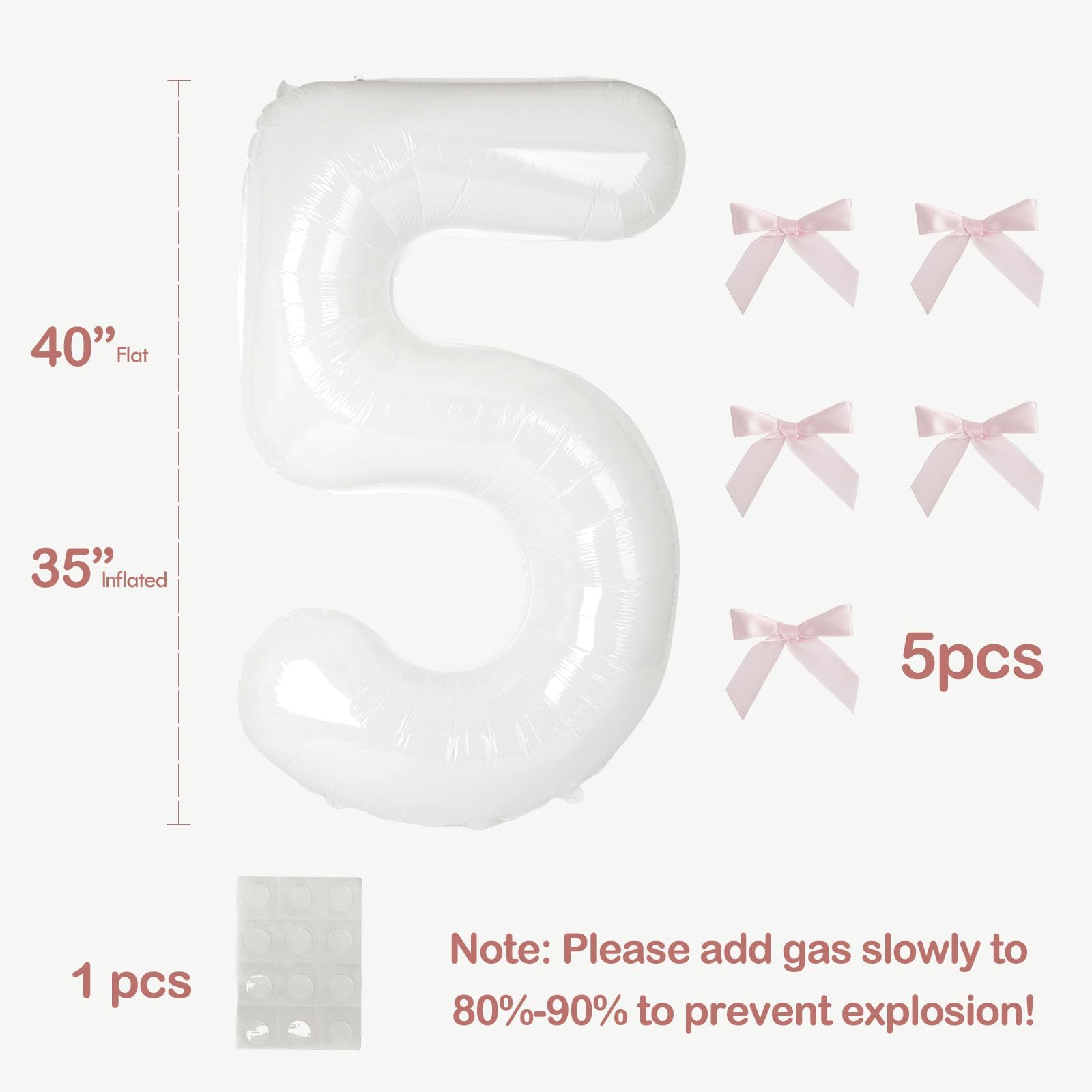40 Inch White Number Balloons with Pink Bow Coquette Birthday