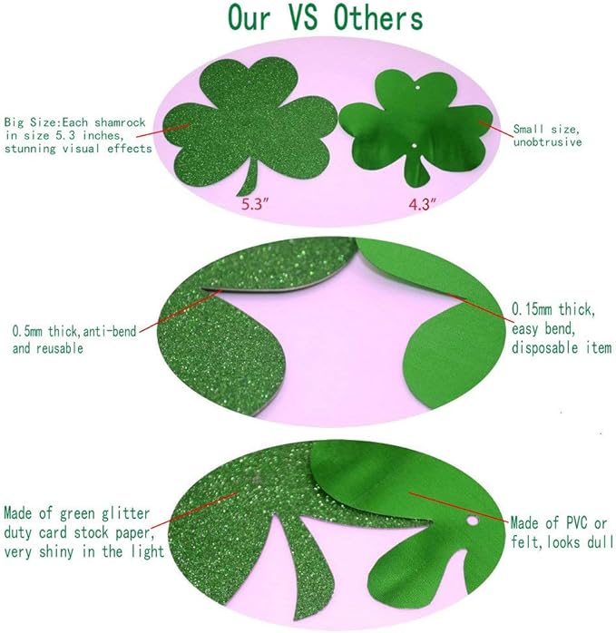St Patrick's Day Shamrock Decorations 12 Pcs Hanging Swirls for St