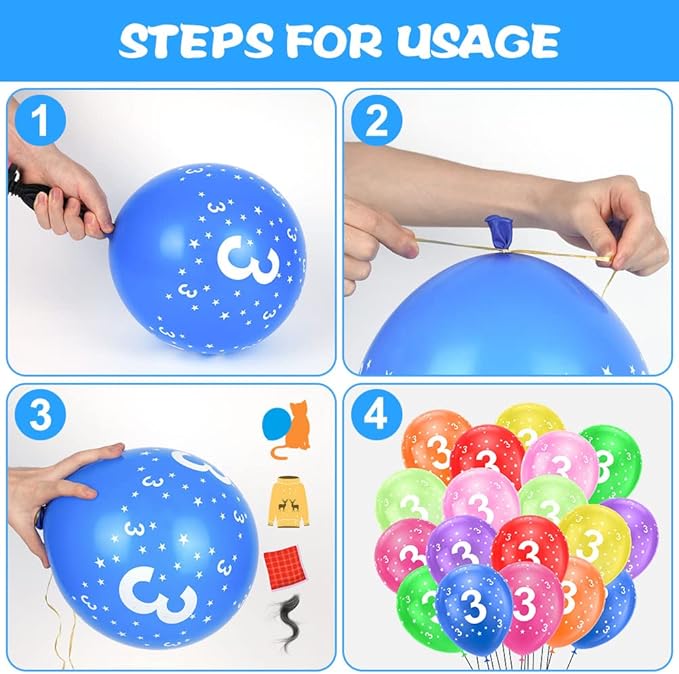 Ainiv 3rd Birthday Balloons 18PCS, 12inch Numbers Printed Latex Party