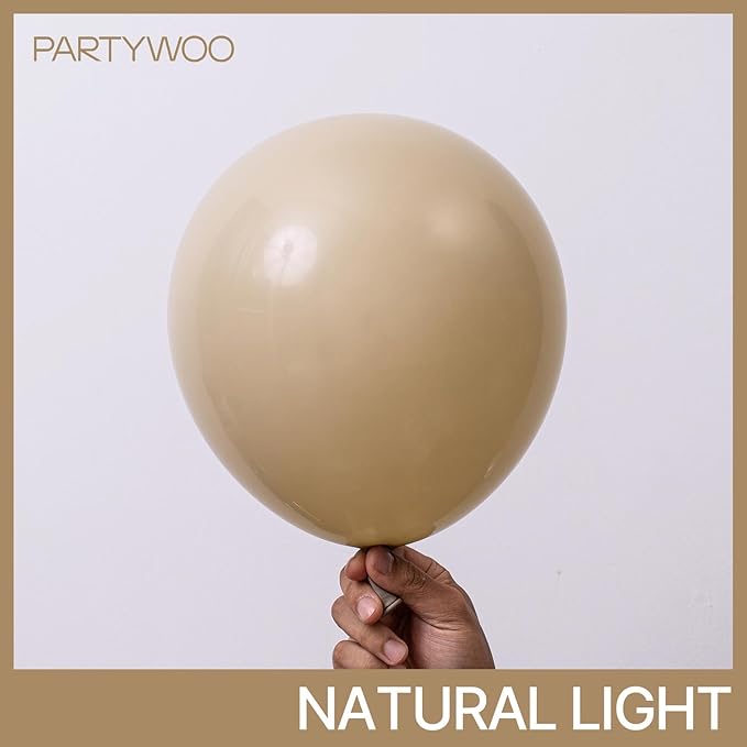 PartyWoo Light Brown Balloons 100 pcs 12 Inch Nude Neutral Boho Tan