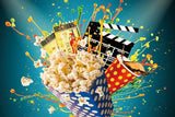 10x5ft Movie Night Party Backdrop for Photo Tickets Popcorn Movie