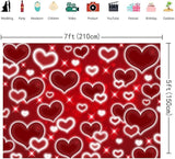 Red Heart Photo Backdrop Valentines Decorations 10x8FT Early 2000s
