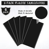 6Pcs Black Rectangle Tablecloth,Disposable Plastic Table