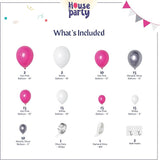 HOUSE OF PARTY Pink Party Decorations - Pink White Silver Balloon