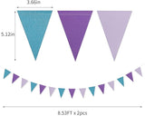 Mermaid Party Decorations Pennant Banner 2 Pack Glitter Purple Blue