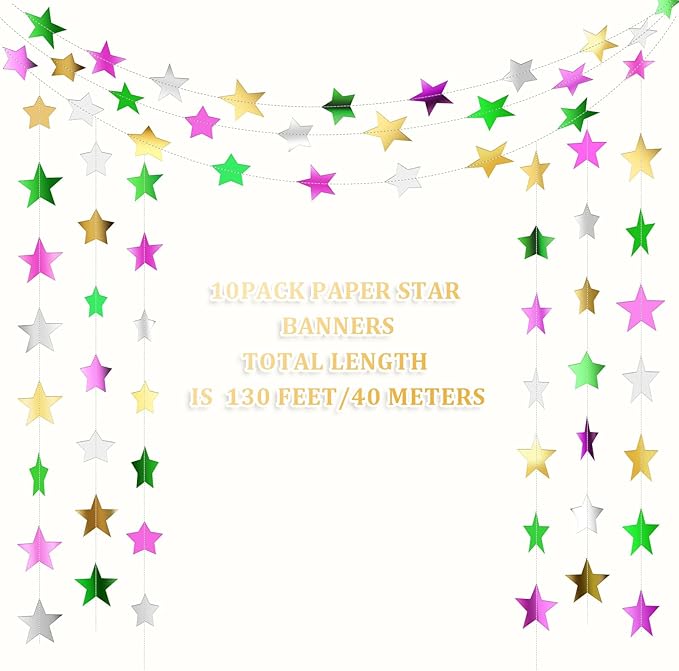 Patelai Glitter Star Garland Banner 2026 Graduation Decor 130 Feet #15