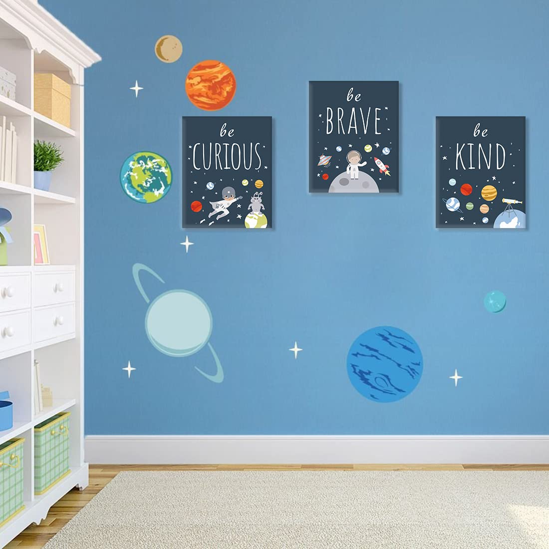 CHDITB Outer Space Canvas Wall Art, Abstract Universe Planet Print, Be