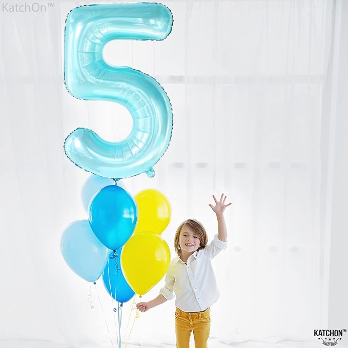 KatchOn, Big Light Blue 5 Balloon Number - 40 Inch | Light Blue