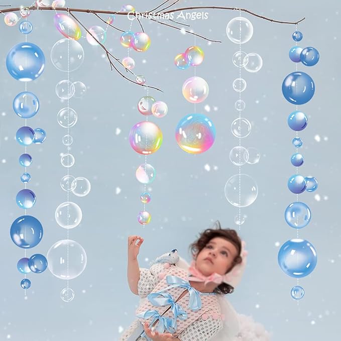 Transparent Bubble Garlands Mermaid Party Decoration Colored Blue