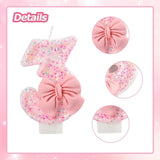 Pink Bow Candle 1,First Birthday Candle Girl,Coquette 1 Candles,1