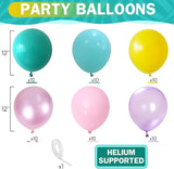 HILAVO Pastel Balloons 60 Pcs Metallic Pink Purple Teal Blue Yellow
