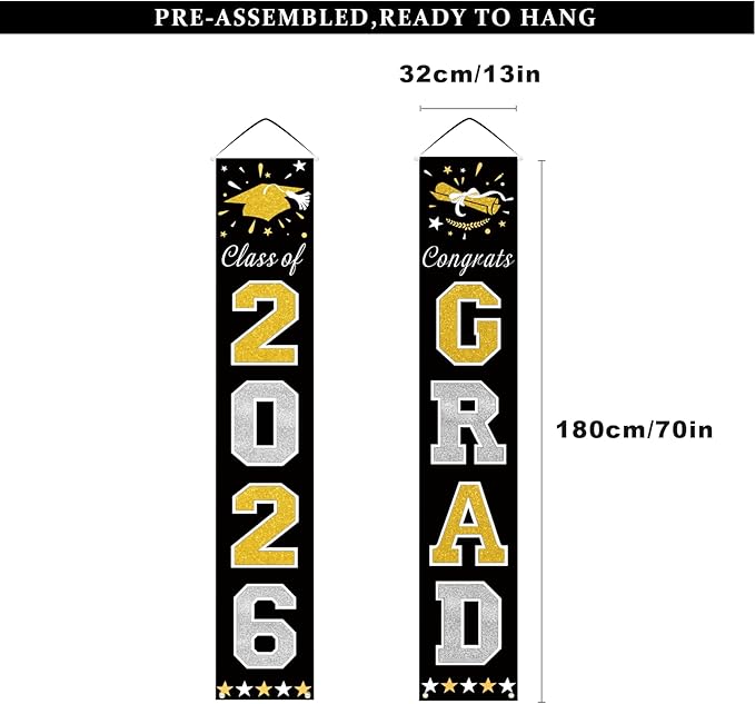 DAZONGE Graduation Decorations 2026, Black & Gold Class of
