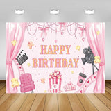 7x5ft Movie Theme Birthday Backdrop Girl Happy Birthday Party