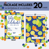 Amanda Creation Citrus Themed Summer Party Invitations, 20 5x7 Fill-In