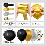 137Pcs Black Gold and Silver Balloons Garland Arch Kit with Stars - 5