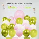 A Tini Bit Older balloon garland arch kit with Pink oilve green