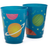 BLUE PANDA Plastic Party Cups 16 Pack - Outer Space Reusable Tumblers