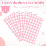 6pcs 54X108inch Pink Checkered Tablecloth,Pink Gingham Tablecloths