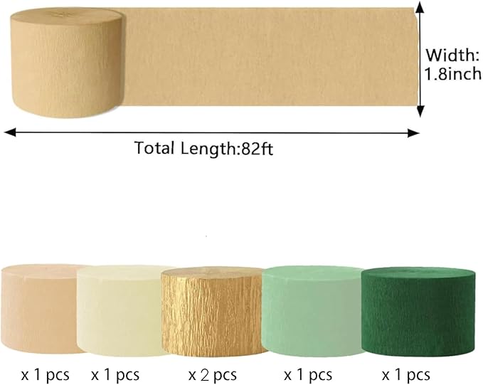 Olive Green Khaki Crepe Paper Streamers,Sage Green Party Decorations