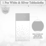MASHAN 1Pcs White Silver Tablecloth Party Decorations,Plastic White