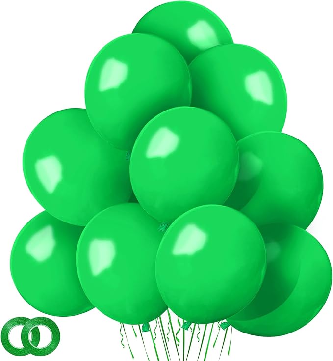 Green Balloons 12 Inch 100 Pack Thicken Latex Green Balloons for