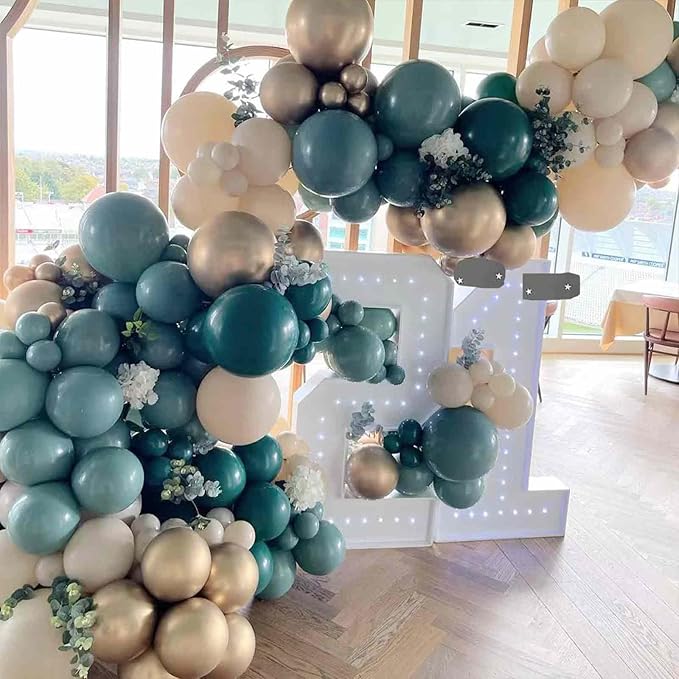 PartyWoo Slate Blue Balloons 50 pcs 12 Inch Dusty Blue Green Balloons