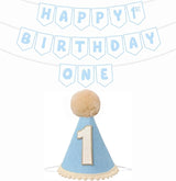 First Birthday Decorations for Boy Blue One Birthday Hat and Pre