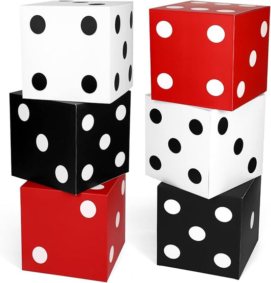 6pcs Large Dice Favor Boxes 11x11x11 Inch Casino Theme Party