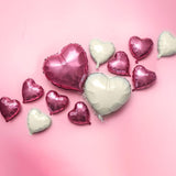Pink White Heart Balloons, 19PCS Nude White and Pink Heart Shape