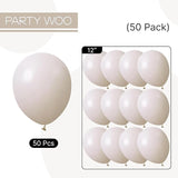 PartyWoo White Sand Balloons 50 pcs 12 Inch Beige Cream Ivory Latex