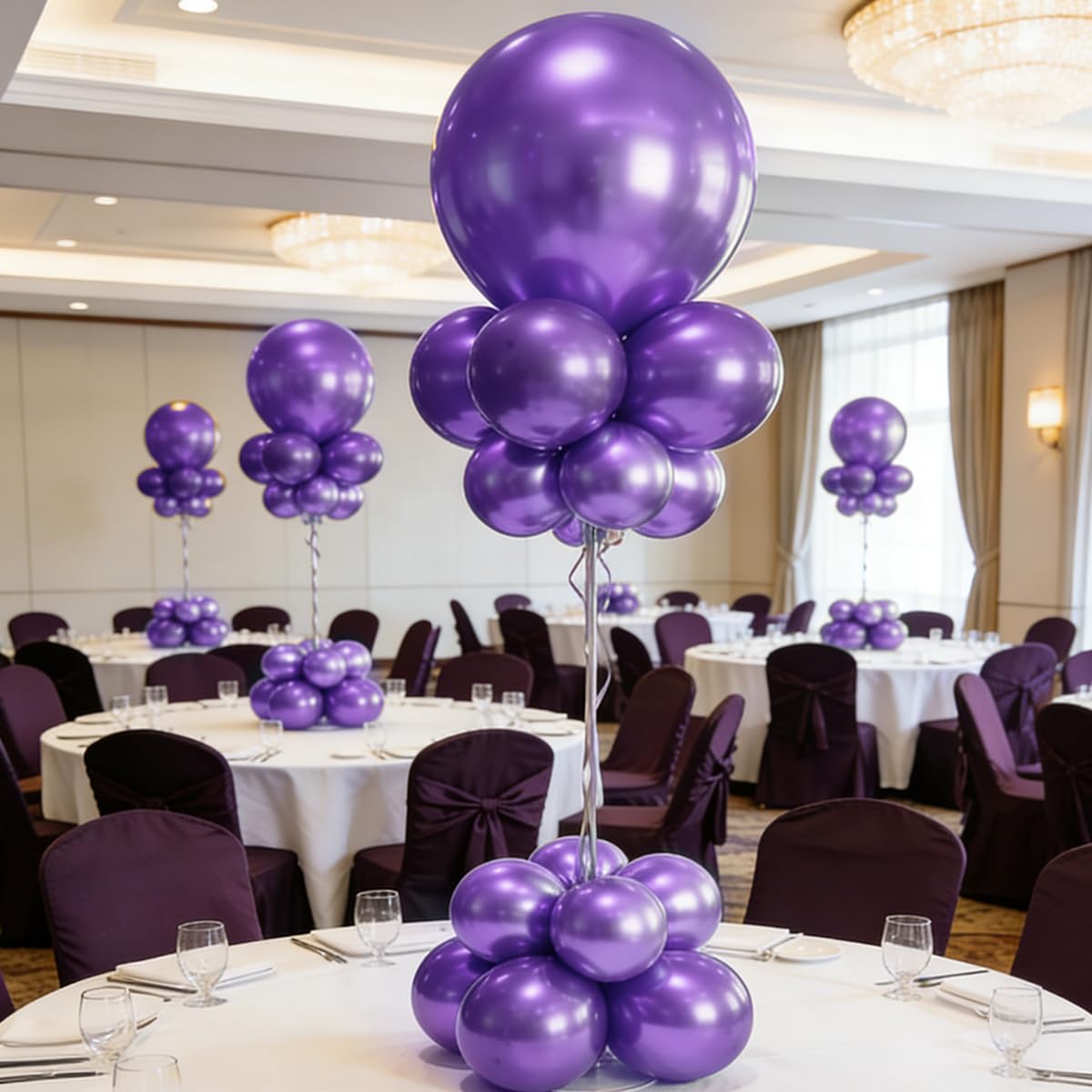 MEBAY Chrome Metallic Purple Balloons 12 inch, 100 Pcs Latex Shiny