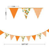 Citrus Orange Party Decorations Orange Plaid Floral Pennant Banner