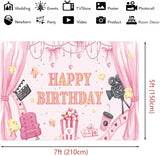 7x5ft Movie Theme Birthday Backdrop Girl Happy Birthday Party