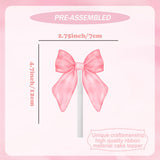 48PCS Coquette Bow Cupcake Toppers, Pink Bow Coquette Birthday Cake