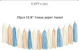 Dusty-Blue Baby-Shower Party-Decorations Tassel-Garland - 15pcs