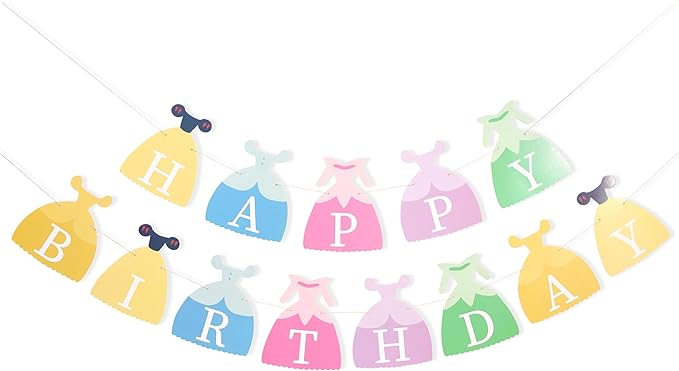 Princess Dress Happy Birthday Banner Princess Birthday Party
